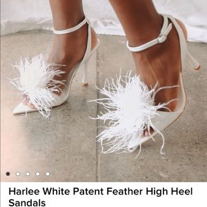 Lulus Harlee White Patent Feather High Heel Sandals